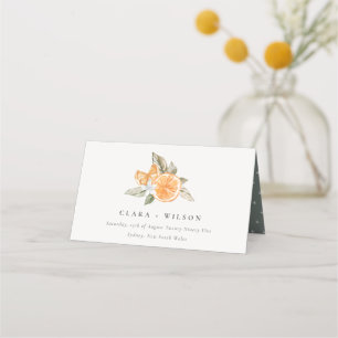 Minimale Orangefarbene Botanische Wasserfarbenhoch Platzkarte