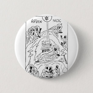 Minimale orthodoxe Weihnachtskrippe Button