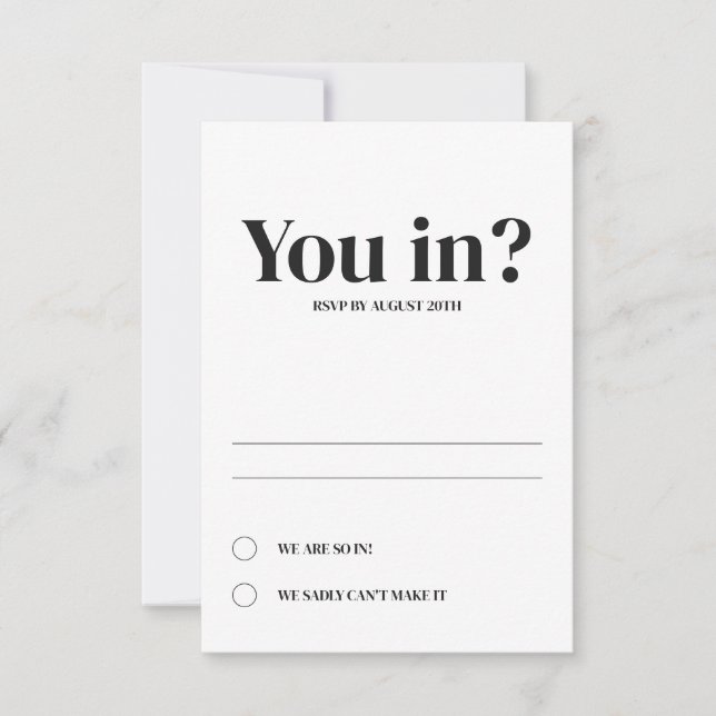 Minimale Oval Response Cards Einladung (Vorderseite)