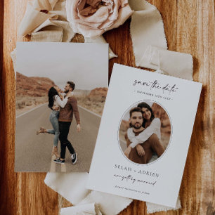 Minimale Oval Save-The-Date-Hochzeitsfoto-Karte Save The Date