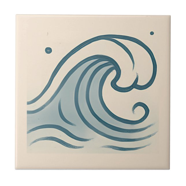Minimale Ozeanwelle Art Tile Fliese (Vorderseite)