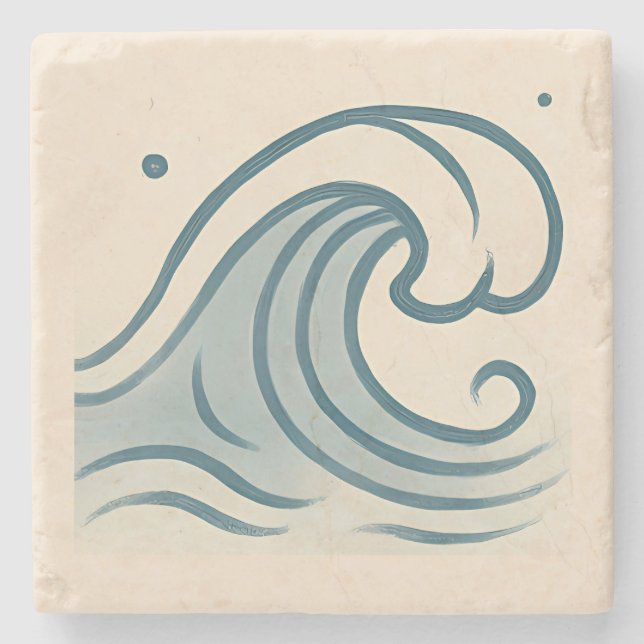 Minimale Ozeanwelle Art Tile Steinuntersetzer (Vorderseite)
