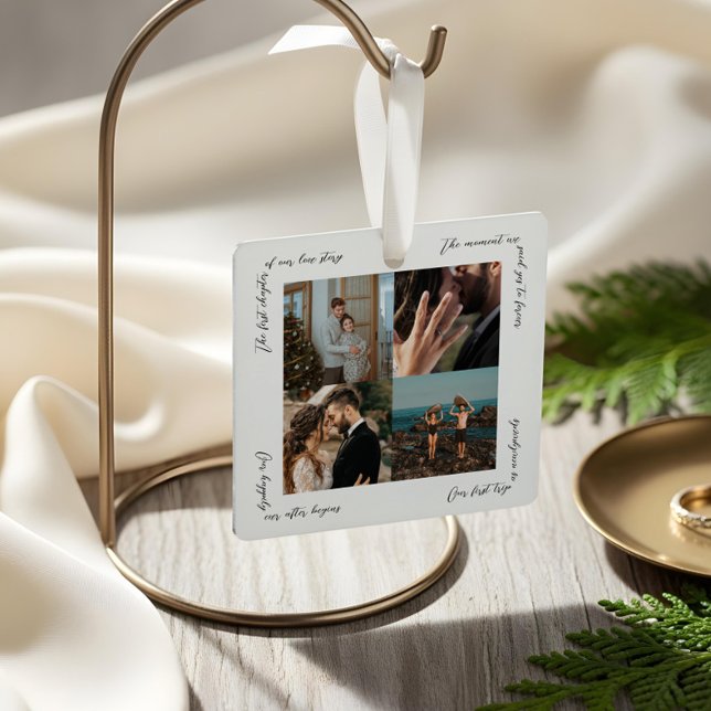 Minimale Paare Liebe Story Timeline Foto Moments Ornament Aus Metall (Minimal Couples Love Story Timeline Photo Moments Metal Ornament)