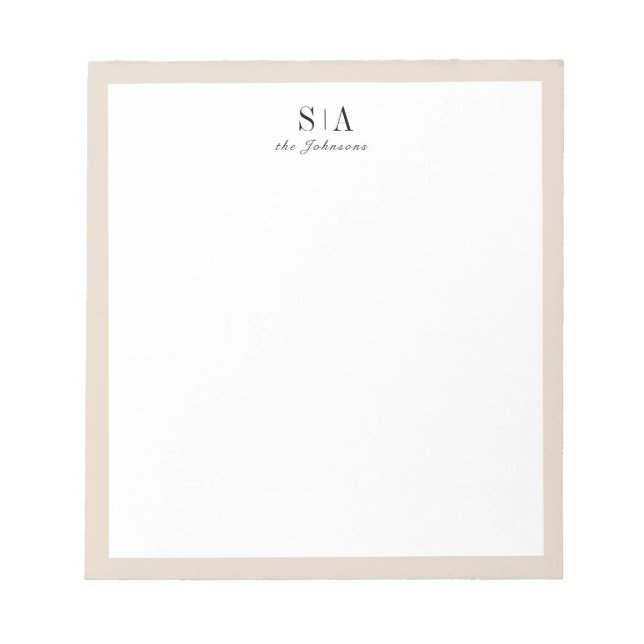 Minimale Paare Monogramm personalisiert Stationery Notizblock (Vorderseite)