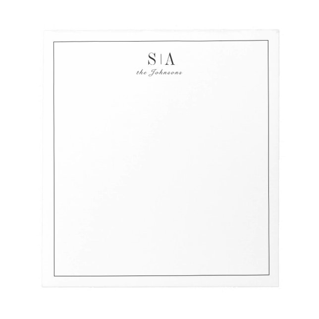 Minimale Paare Monogramm personalisiert Stationery Notizblock (Vorderseite)