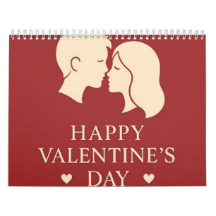 Minimale Paarsilhouette Romantischer Valentinstag Kalender