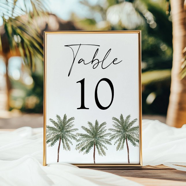 Minimale Palmbaum-Hochzeitstisch-Nummernkarte (Von Creator hochgeladen)