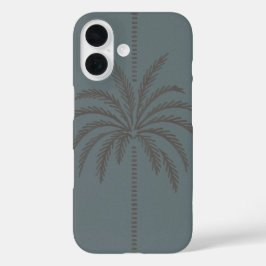 Minimale Palmbaum-Muster Blau Grau Tropisch iPhone 16 Hülle