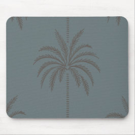 Minimale Palmbaum-Muster Blau Grau Tropisch Mousepad