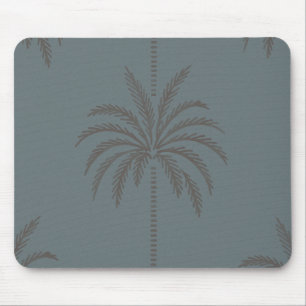 Minimale Palmbaum-Muster Blau Grau Tropisch Mousepad