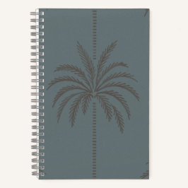 Minimale Palmbaum-Muster Blau Grau Tropisch Notizbuch