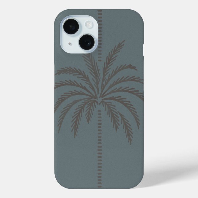 Minimale Palme Baum Muster Blau Grau Tropisch  Case-Mate iPhone Hülle (Rückseite)