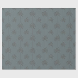 Minimale Palme Baum Muster Blau Grau Tropisch Geschenkpapier