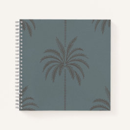 Minimale Palme Baum Muster Blau Grau Tropisch Notizbuch