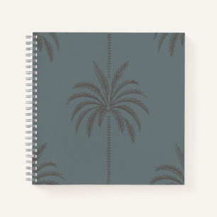 Minimale Palme Baum Muster Blau Grau Tropisch Notizbuch