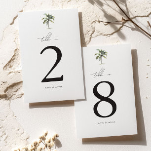Minimale Palmen-Tropenstrand-Hochzeit Tischnummer