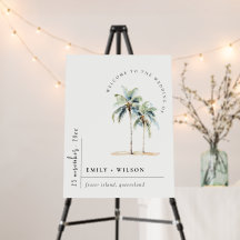Minimale Palmen Tropische Hochzeit Willkommen