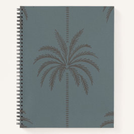 Minimale Palmenbaum-Muster Blau Grau Tropisch Notizbuch