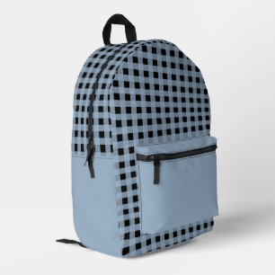 Minimale Pastel Blau und Schwarz Kariertes Muster Bedruckter Rucksack