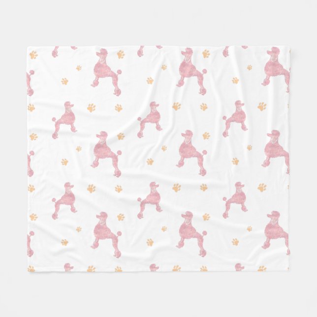 Minimale Pastell-Rosa-Pudel-Silhouette-Decke Fleecedecke (Vorderseite (Horizontal))