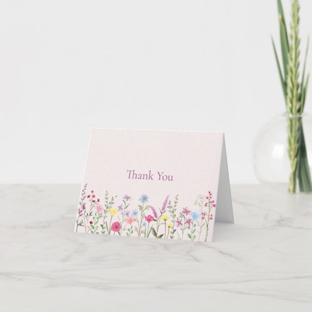 Minimale Pastell-Wildblumen-Dankeskarten Dankeskarte (Vorderseite)