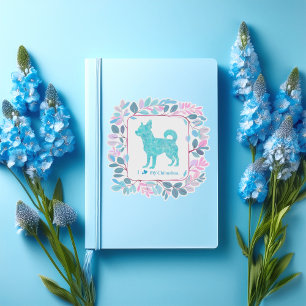 Minimale Pastellblaue Chihuahua-Silhouette Aufkleb Aufkleber