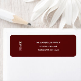 Minimale PEACE | Deep Red Holiday-Adresseletikette