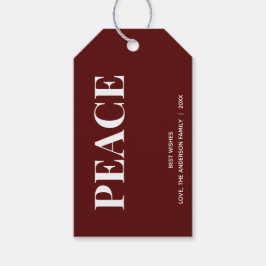 Minimale PEACE | Deep Red Holiday Geschenkanhänger