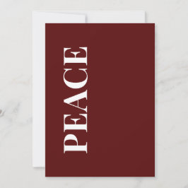 Minimale PEACE | Tiefe Rote Weihnachtskarte Feiertagskarte