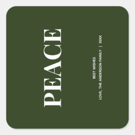 Minimale PEACE | Waldgrüne Feiertage Quadratischer Aufkleber