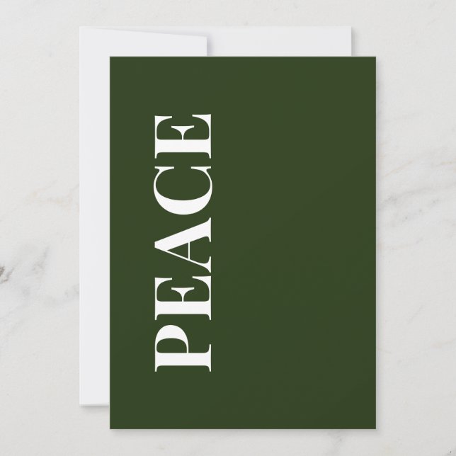 Minimale PEACE | Waldgrüne Weihnachtskarte Feiertagskarte (Vorderseite)