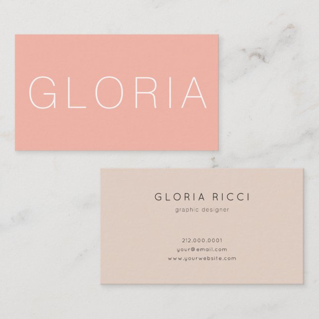 Minimale Peach Beige Business Card Visitenkarte (Vorne/Hinten)