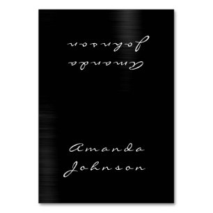 Minimale Personalisierte Black Metal Name Card Tischnummer