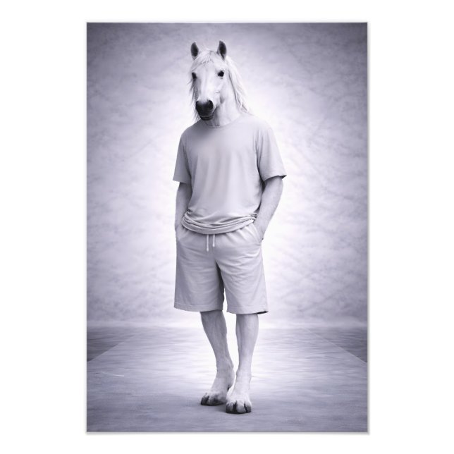 Minimale Pferd in lässiger moderner Kleidung Fotodruck (Vorne)
