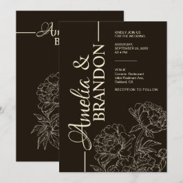Minimale Pfingstrosen-Hochzeitseinladung Elegant Einladung