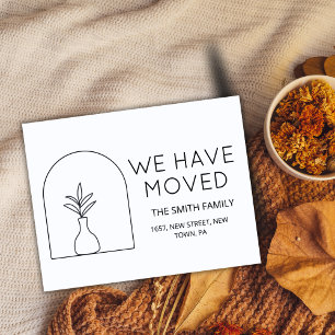 Minimale Pflanze Schwarze neue Zuhause-bewegliche  Ankündigung