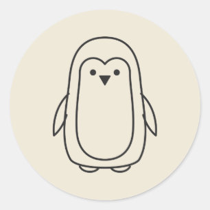 Minimale Pinguin-Linienzeichnung Runder Aufkleber