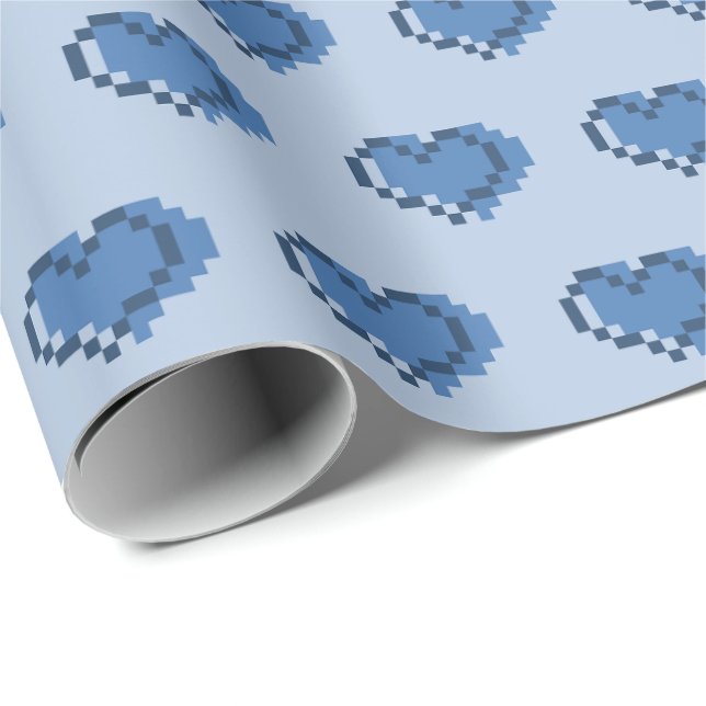 Minimale Pixel-Herzmuster Geschenkpapier (Rolleneckpunkt)