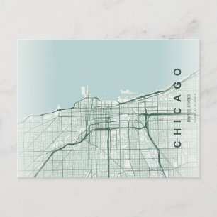 Minimale Postkarte mit Stadtplan von Chicago