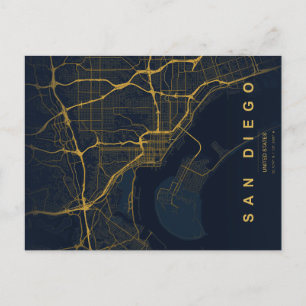 Minimale Postkarte Stadtplan San Diego
