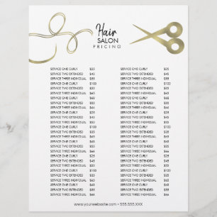 Minimale Preisliste für Friseursalons in Schwarz u Flyer