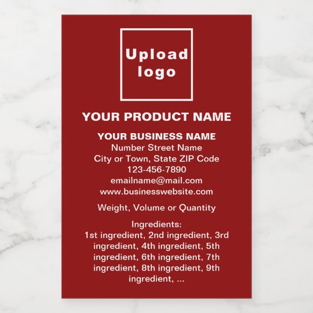 Minimale Produktinformationen zum roten Portrait Lebensmitteletikett (Einzelnes Label)