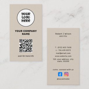 Minimale professionelle Logo-QR-Code-Social-Media Visitenkarte