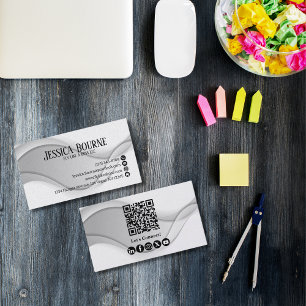 Minimale professionelle QR-Code Weiß Silber Visitenkarte