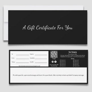 Minimale professionelle Schwarz-Weiß-Geschenkkarte