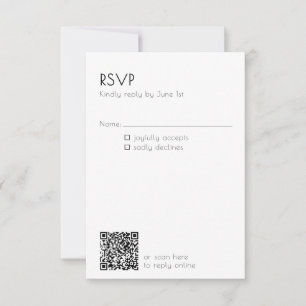 Minimale QR-Code-Hochzeitsdetails Moderner Briefve RSVP Karte