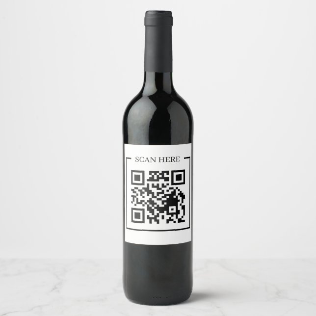 Minimale QR-Code-Scan-Me-Geschäfts-Promo-Etikett Weinetikett (Vorderseite)