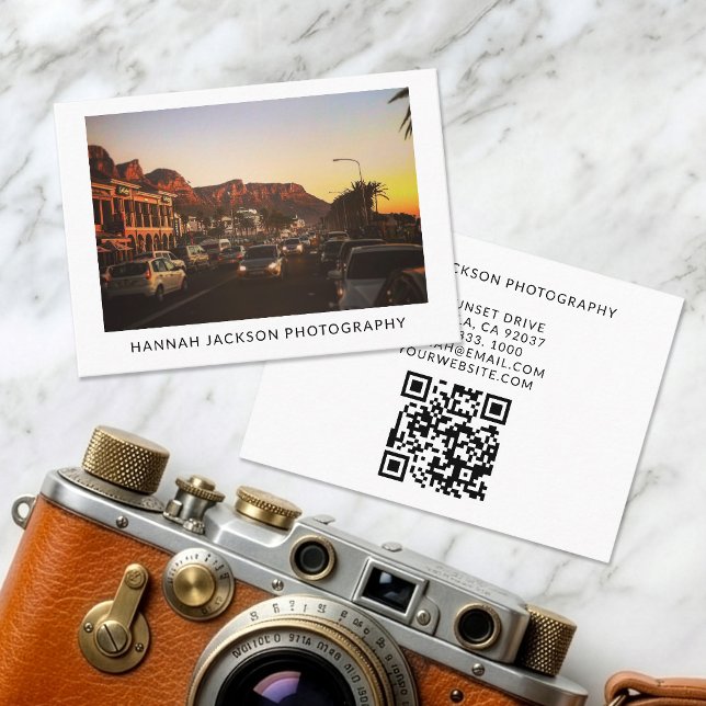 Minimale QR-Code Vintage-Fotograf Visitenkarte (Von Creator hochgeladen)