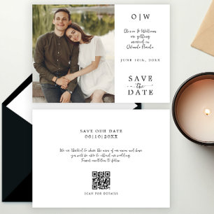 Minimale QR-Foto-Hochzeit für Monogramm Save The Date