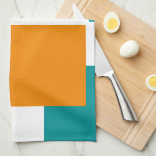 Minimale Quadrate aquamarin und Tangarine Geschirrtuch